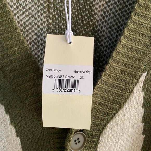 MNML Green/cream zebra cardigan NWT - Picture 4 of 8